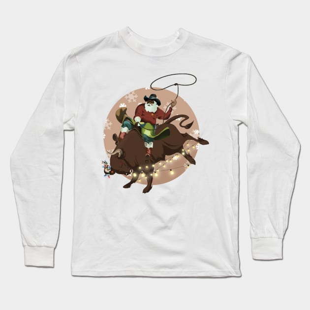 santa riding a bull in 2021 Long Sleeve T-Shirt by presstex.ua@gmail.com